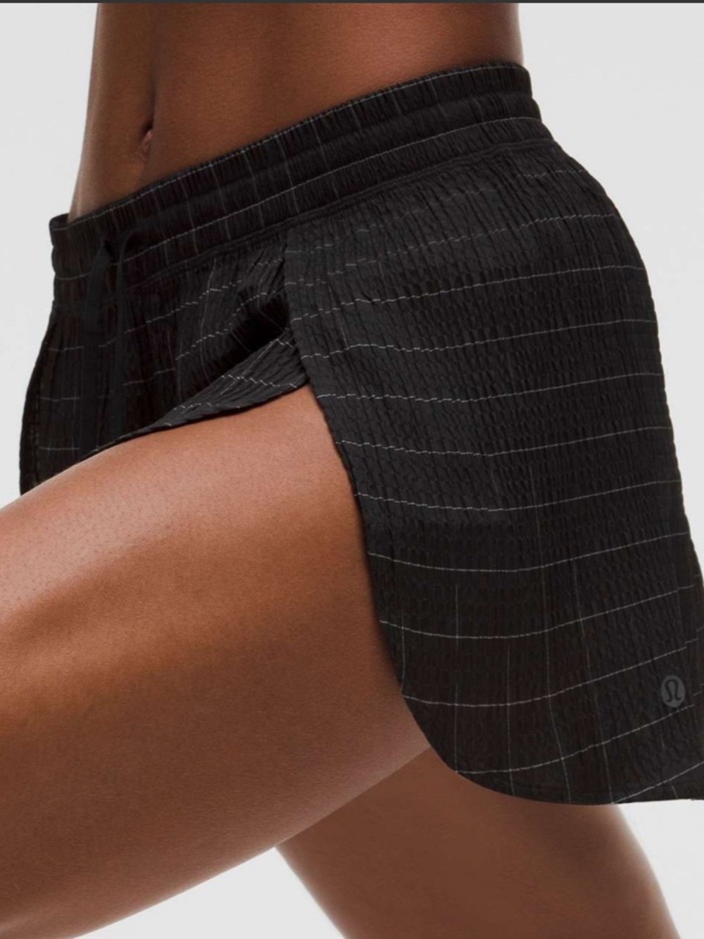 Lululemon Negative Split Textured Run Short 2.5" *Reflective Black XXS Grid - Picture 5 of 11